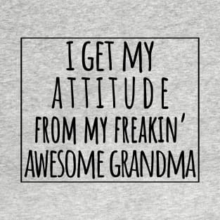 I Get My Attitude From My Freaking Awesome Grandma, Funny Perfect Gift Idea, Family Matching T-Shirt